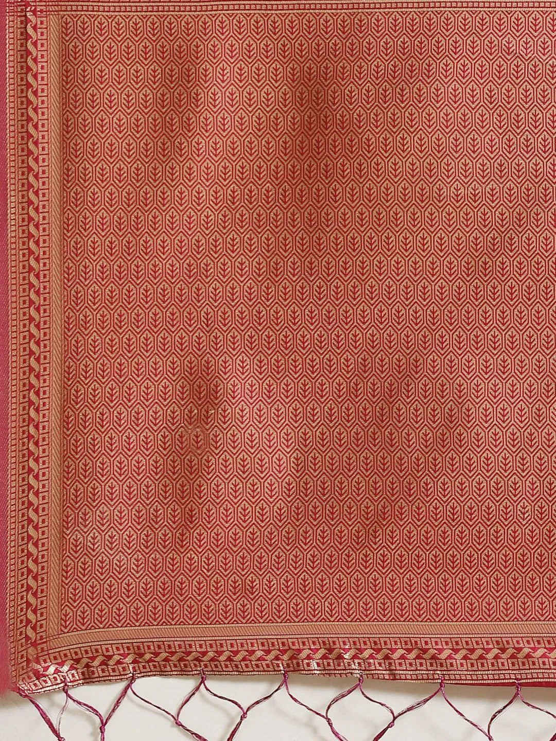 Pink Woven Design Silk Saree - Libas