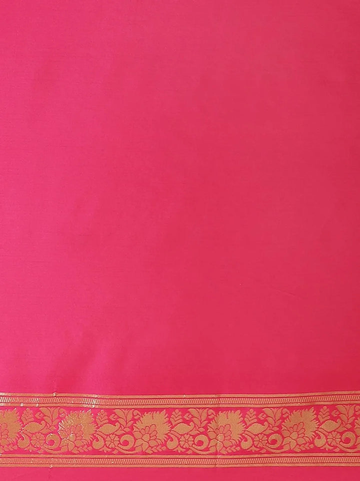 Pink Woven Design Silk Saree - Libas