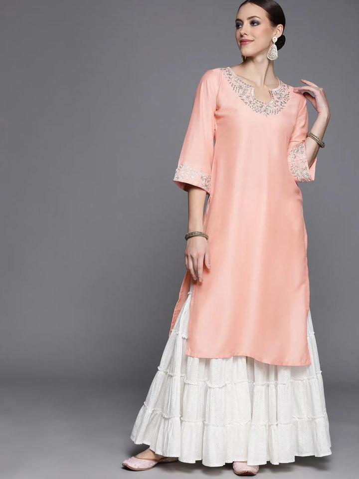 Pink Yoke Design Chanderi Silk Kurta - Libas