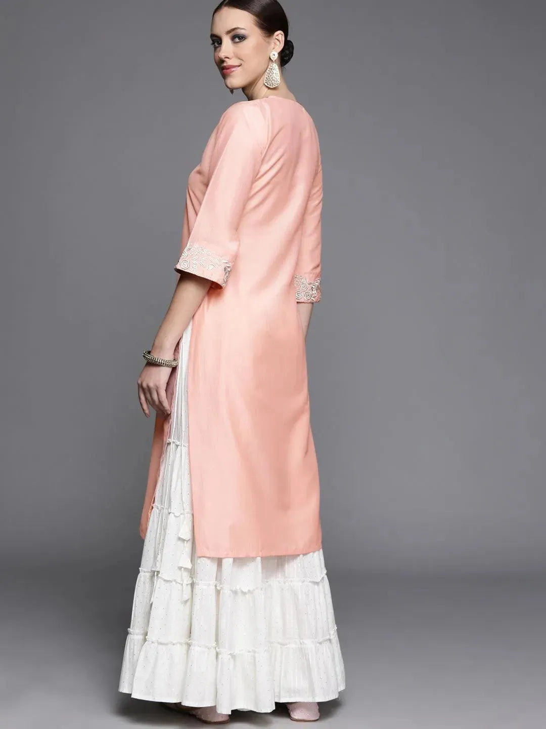 Pink Yoke Design Chanderi Silk Kurta - Libas 