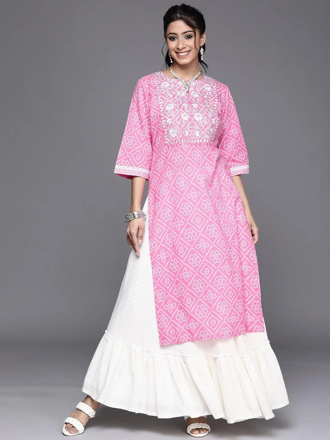 Pink Yoke Design Cotton Kurta - Libas