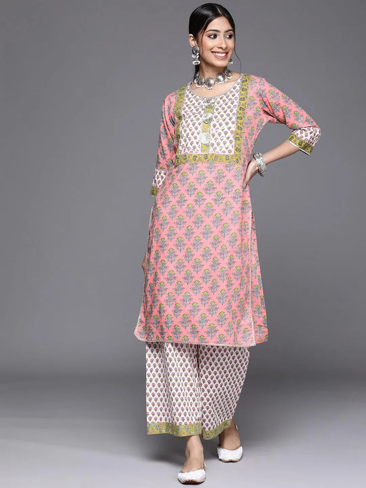 Pink Yoke Design Cotton Kurta - Libas