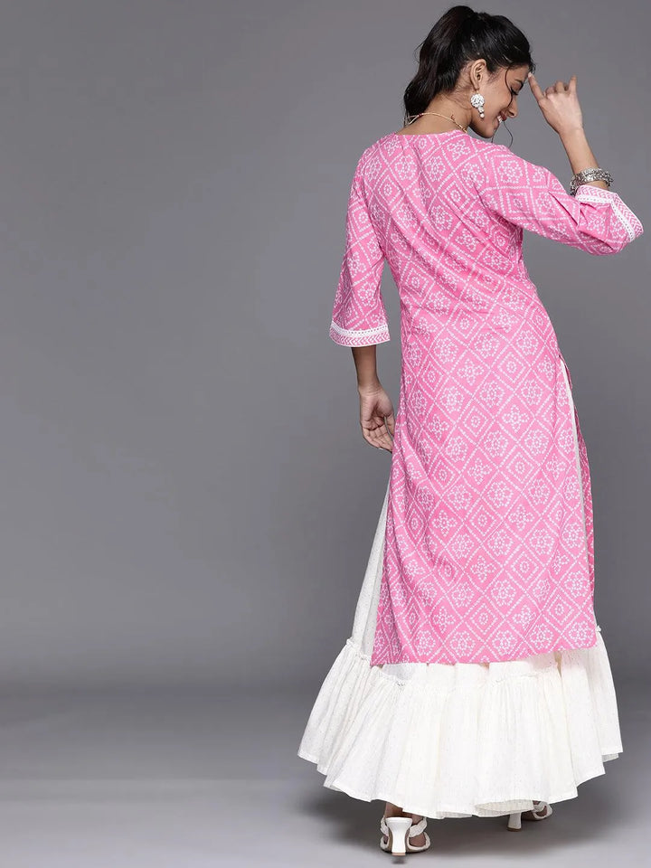 Pink Yoke Design Cotton Kurta - Libas