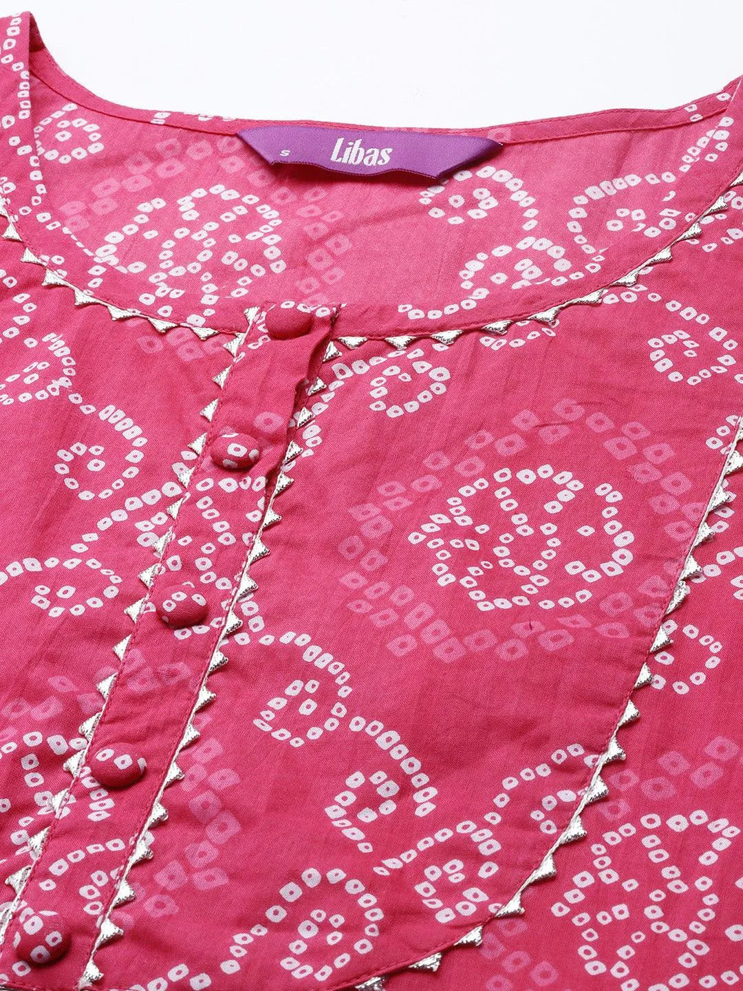 Pink Yoke Design Cotton Straight Kurta - Libas