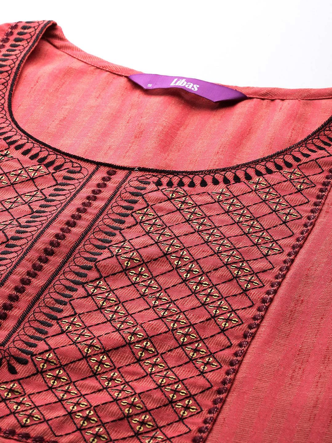 Pink Yoke Design Cotton Straight Kurta - Libas