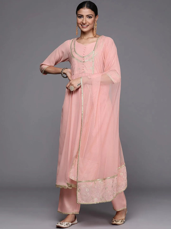 Pink Yoke Design Georgette Suit Set - Libas