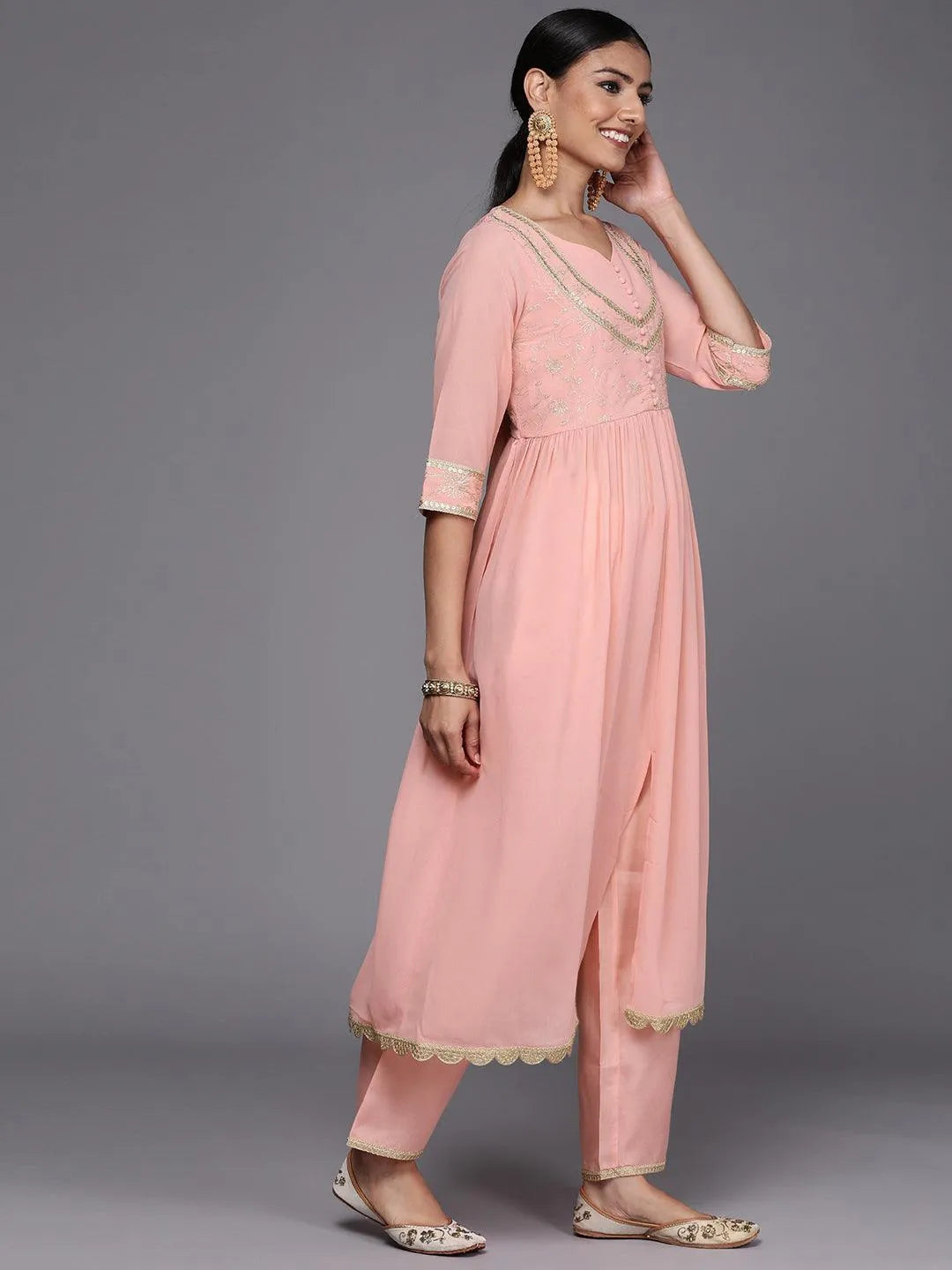 Pink Yoke Design Georgette Suit Set - Libas