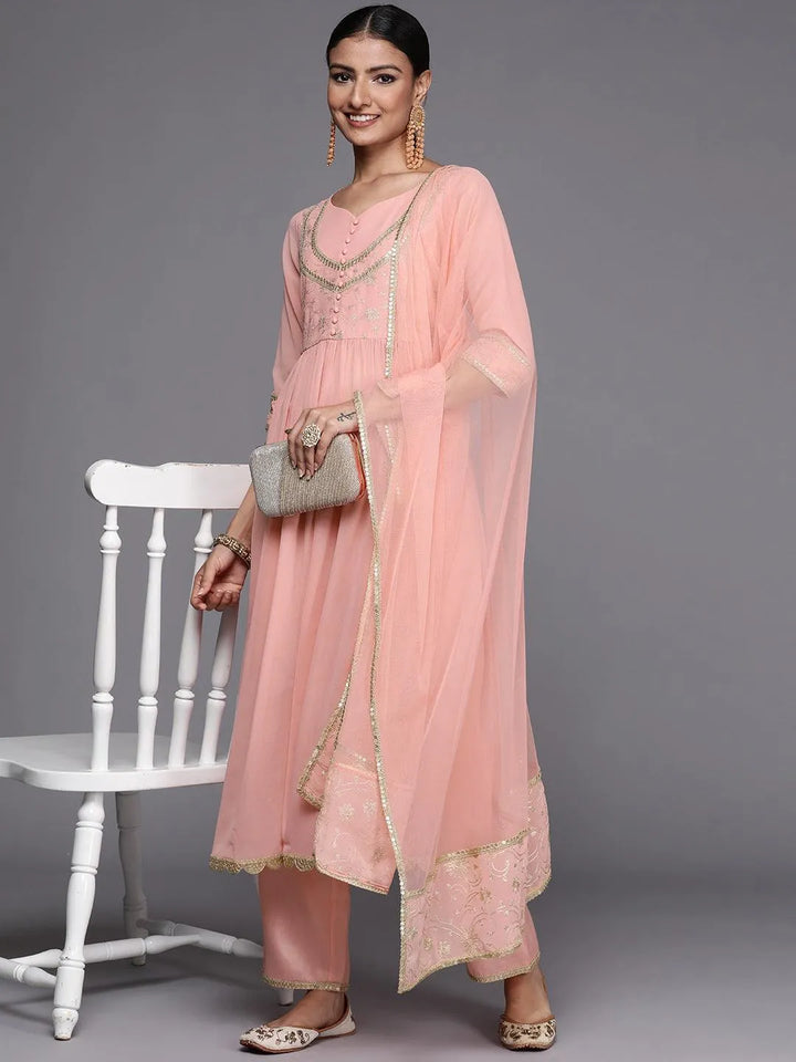 Pink Yoke Design Georgette Suit Set - Libas