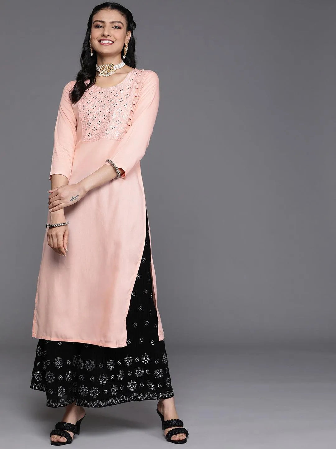 Pink Yoke Design Rayon Kurta - Libas