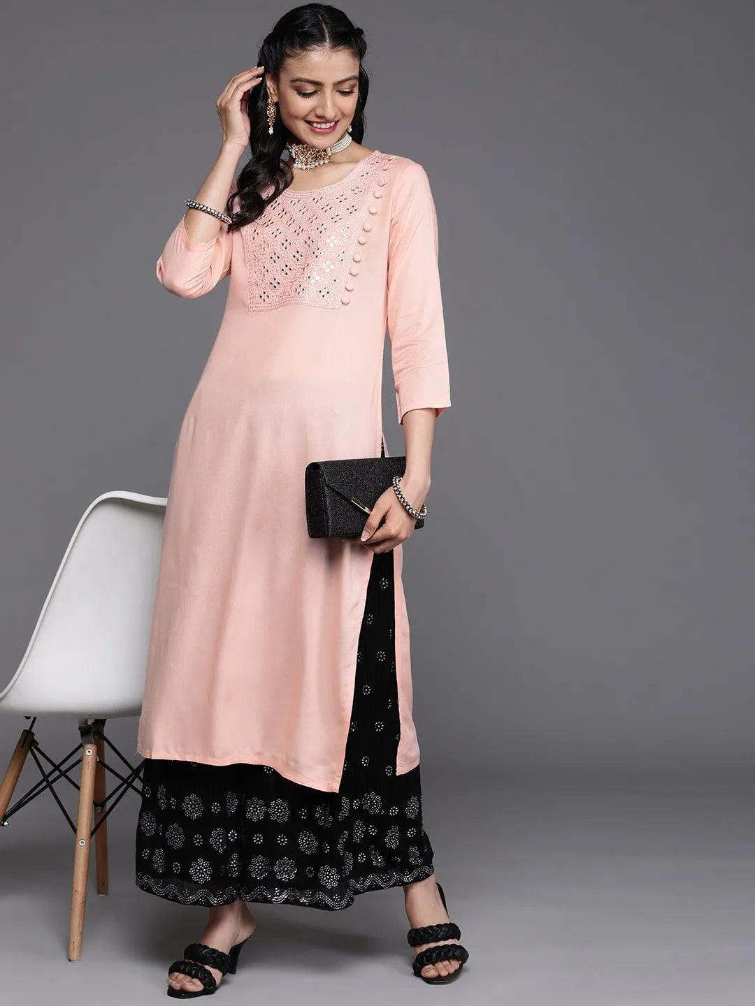 Pink Yoke Design Rayon Kurta - Libas