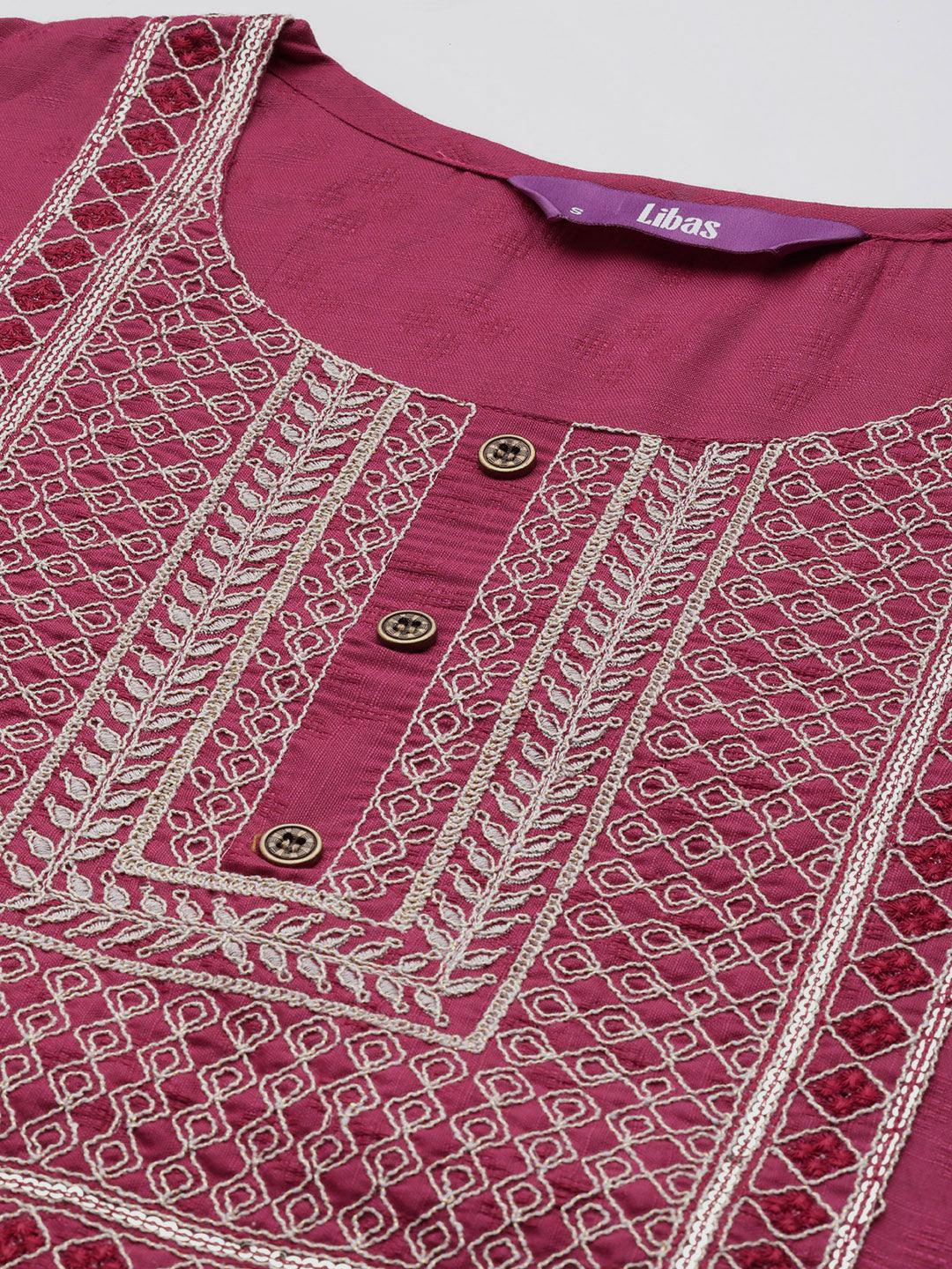 Pink Yoke Design Rayon Straight Kurta - Libas