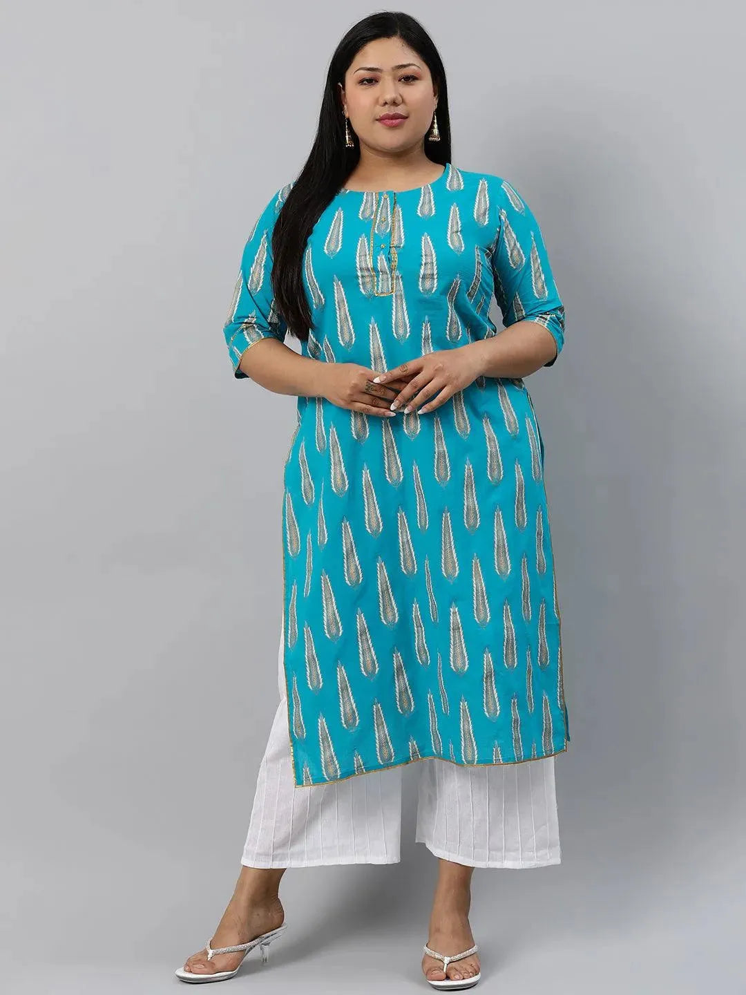 

Buy Plus Size Blue Printed Cotton Kurta - 11048-3XL | Libas Ethnic Wear Online