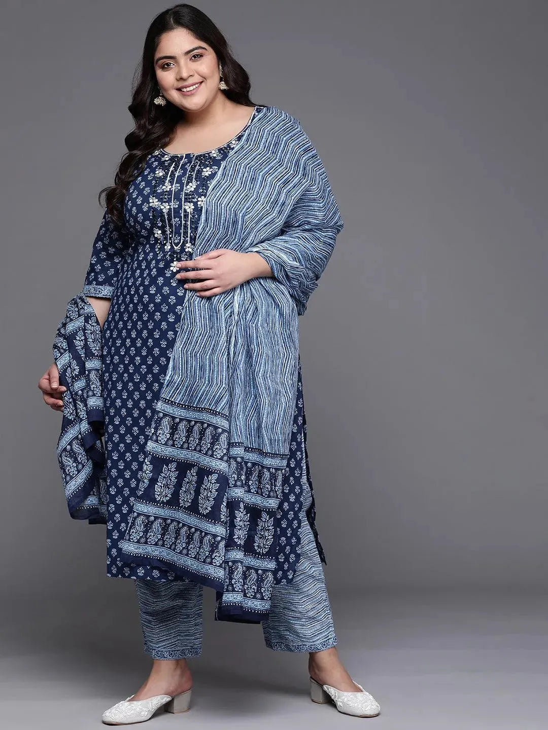 

Buy Plus Size Blue Printed Cotton Suit Set - 15121O-3XL | Libas Ethnic Wear Online