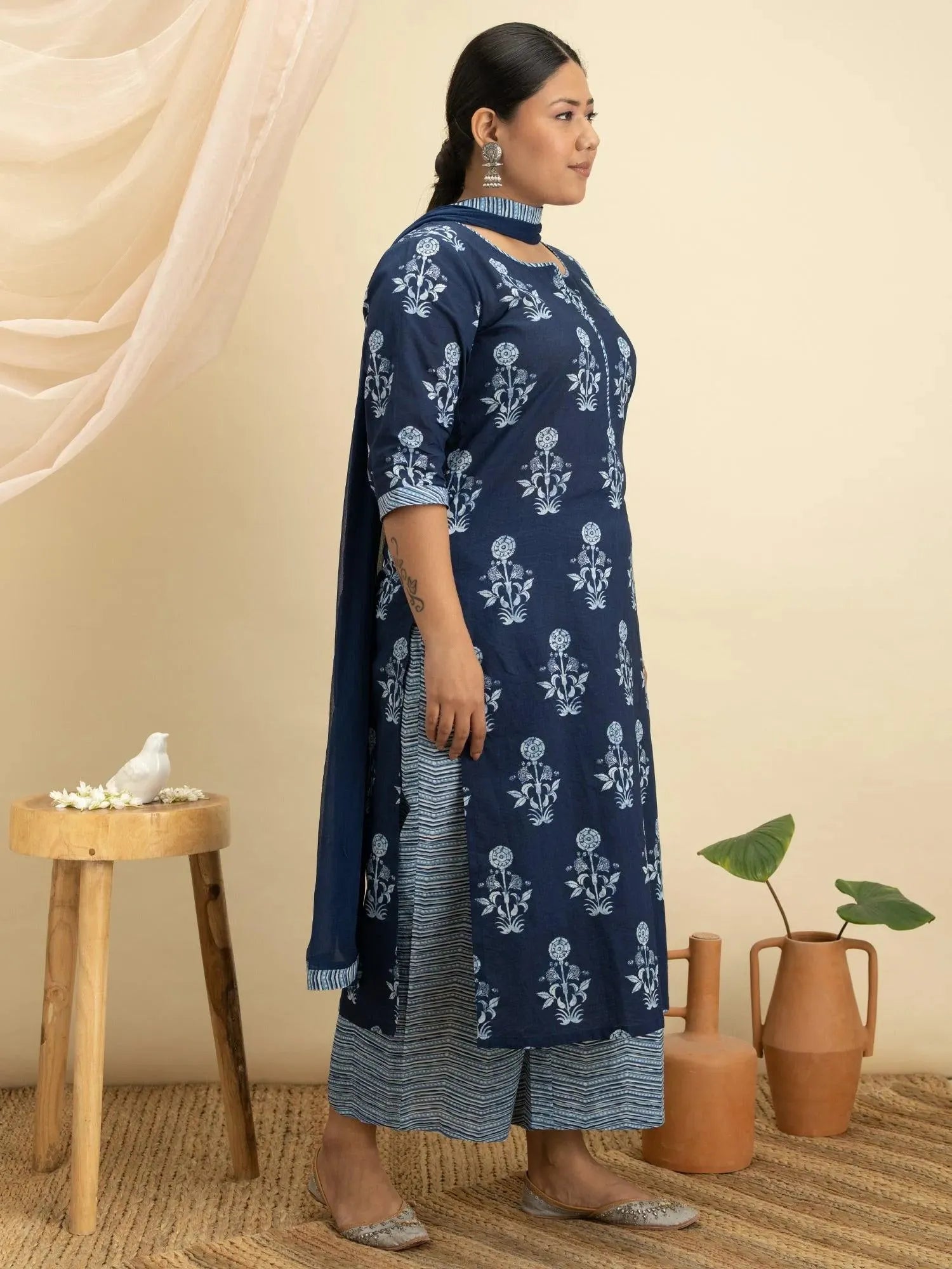 

Buy Plus Size Blue Printed Cotton Suit Set - 15032- | Libas Ethnic Wear Online