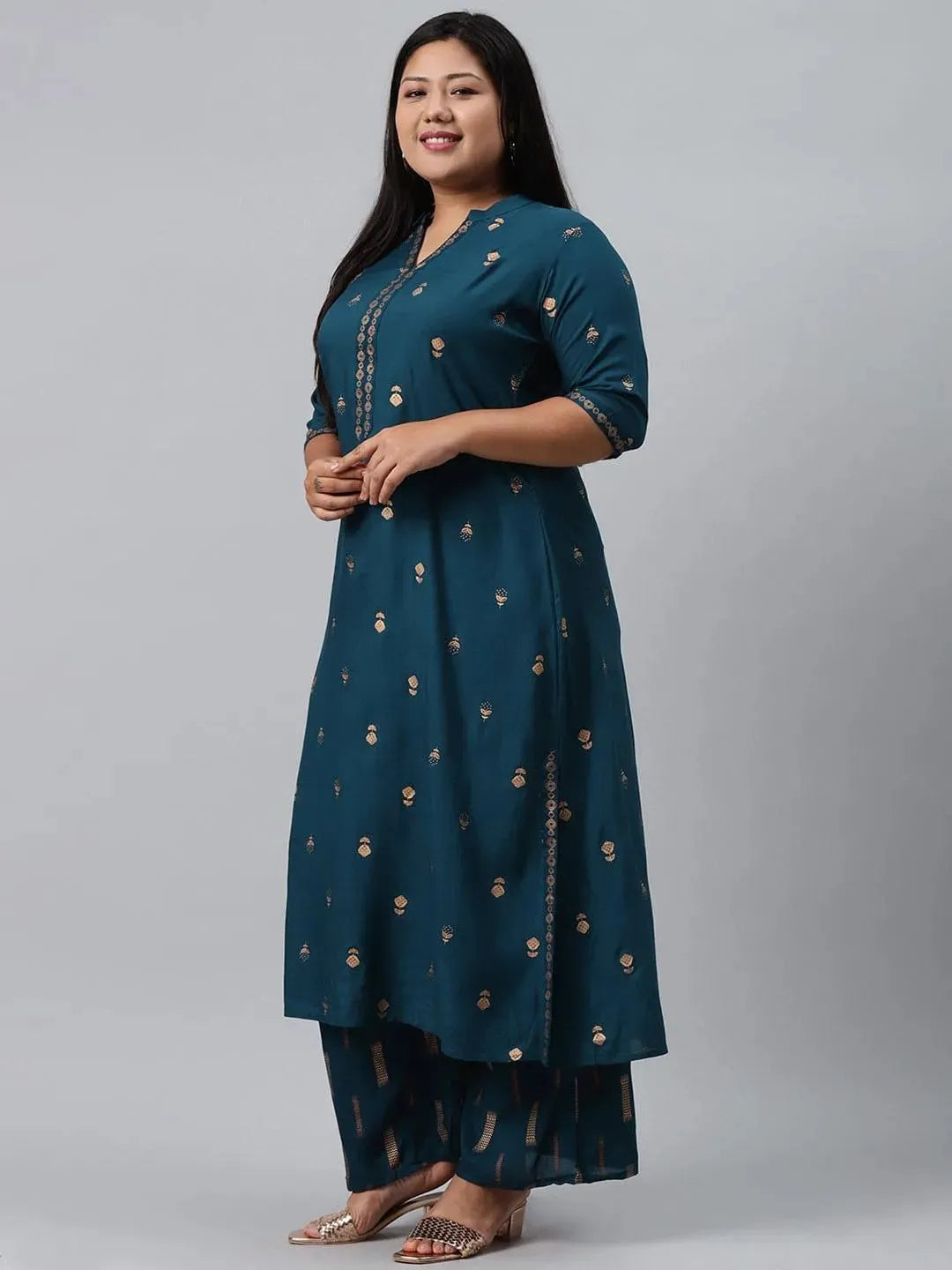 

Buy Plus Size Blue Printed Rayon Suit Set - 15065-6XL | Libas Ethnic Wear Online