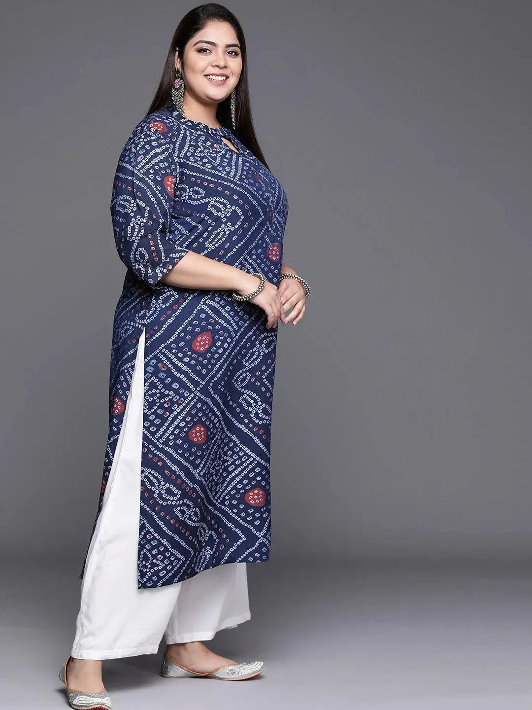 

Buy Plus Size Blue Printed Rayon Kurta - 11051- | Libas Ethnic Wear Online