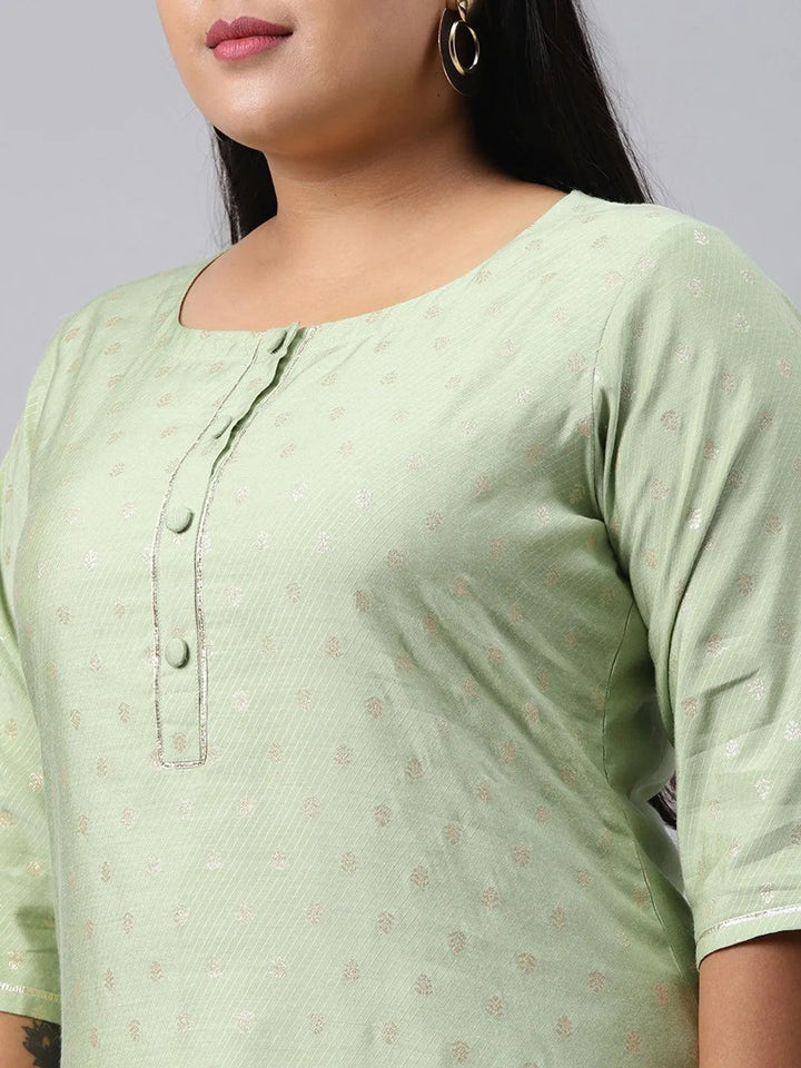 Plus Size Green Chanderi Silk Kurta - Libas