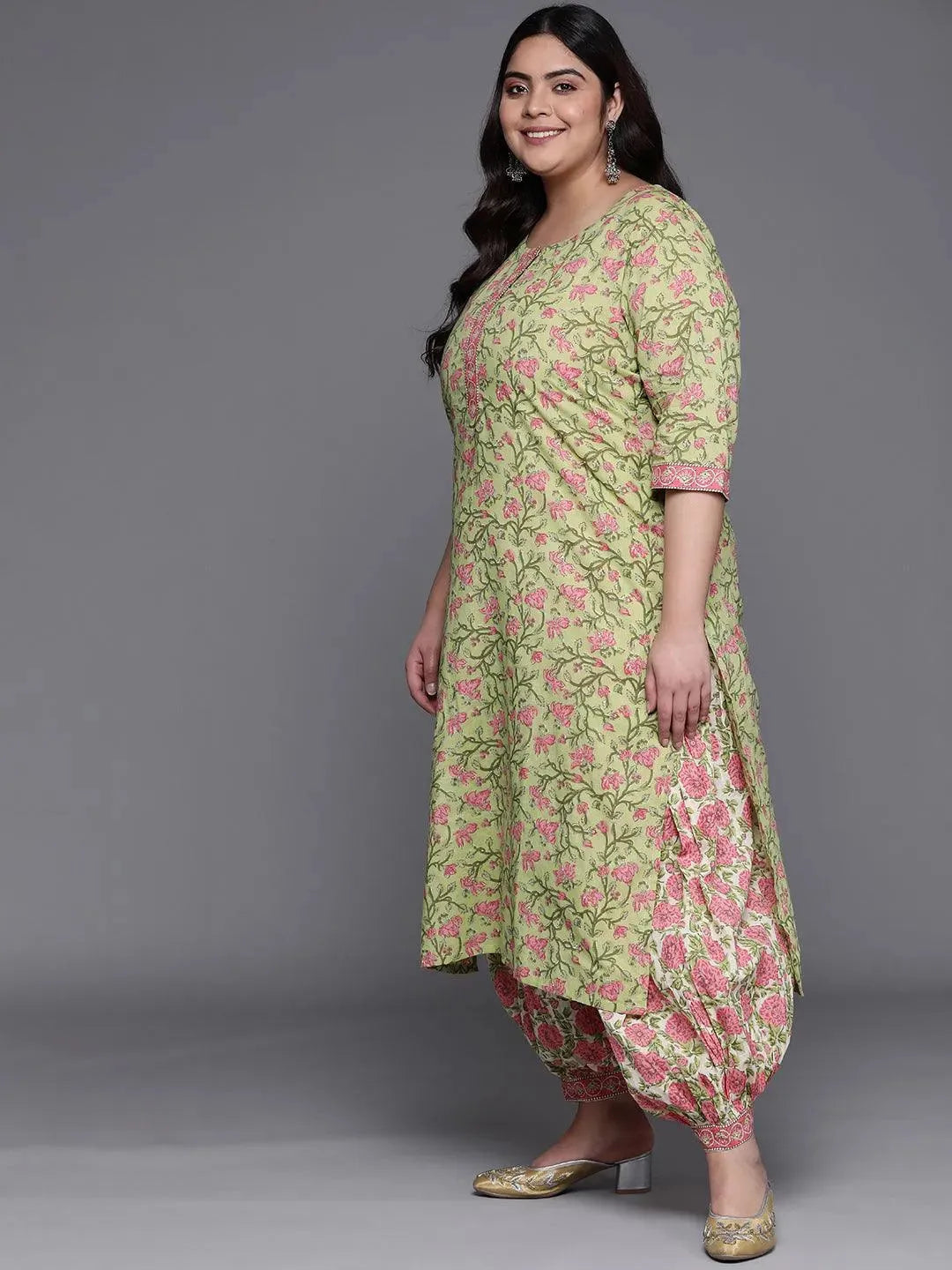 

Buy Plus Size Green Printed Cotton Suit Set - 15136O- | Libas Ethnic Wear Online