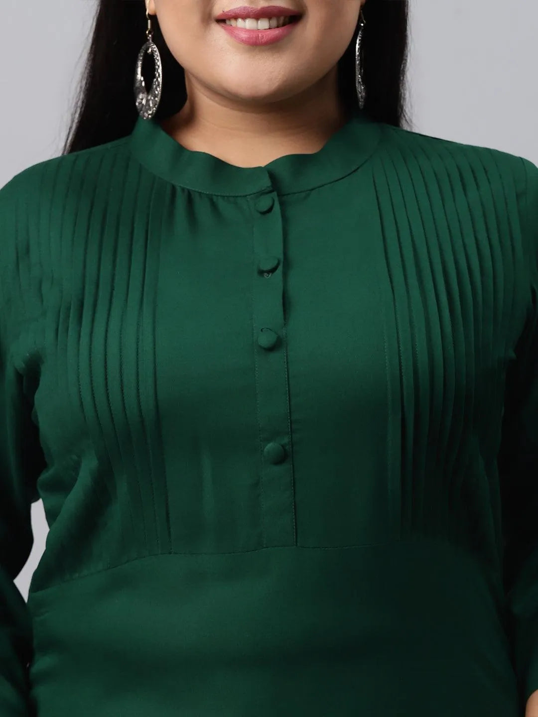 Plus Size Green Solid Rayon Kurta - Libas