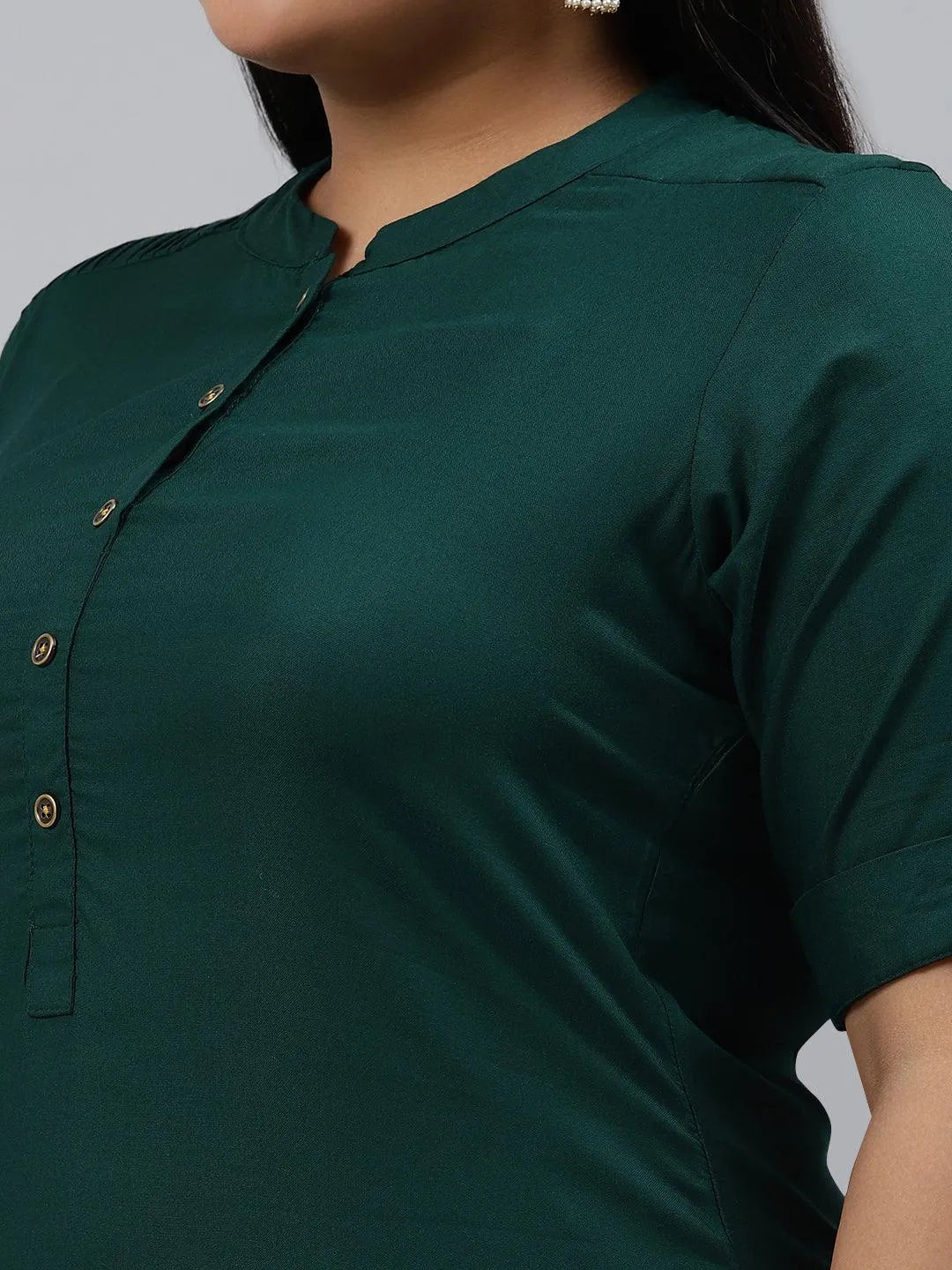 Plus Size Green Solid Rayon Kurta - Libas