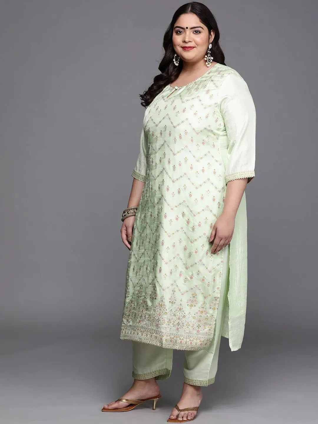 

Buy Plus Size Green Woven Design Silk Blend Suit Set - 15180O- | Libas Ethnic Wear Online