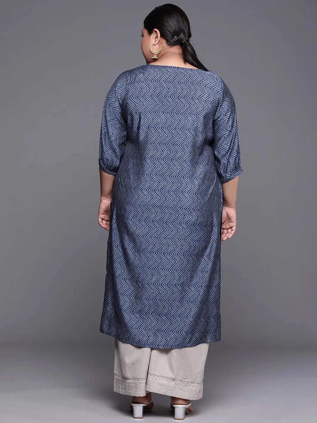 

Buy Plus Size Indigo Printed Silk Kurta - 25093O-3XL | Libas Ethnic Wear Online