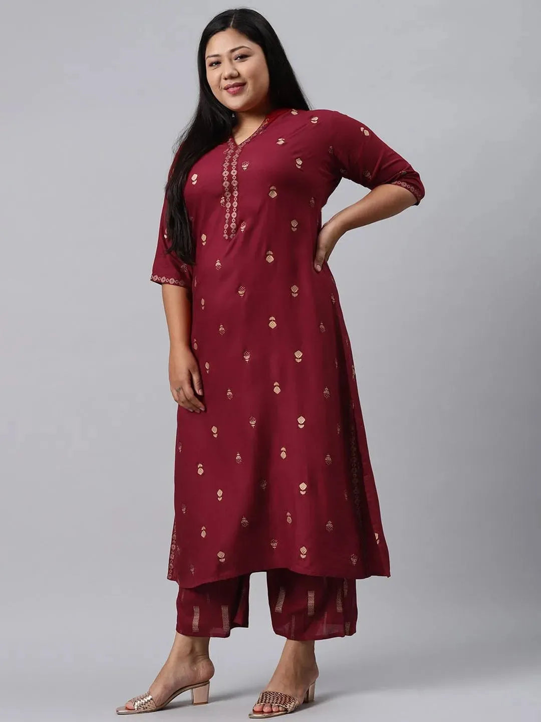 

Buy Plus Size Maroon Printed Rayon Suit Set - 15064- | Libas Ethnic Wear Online