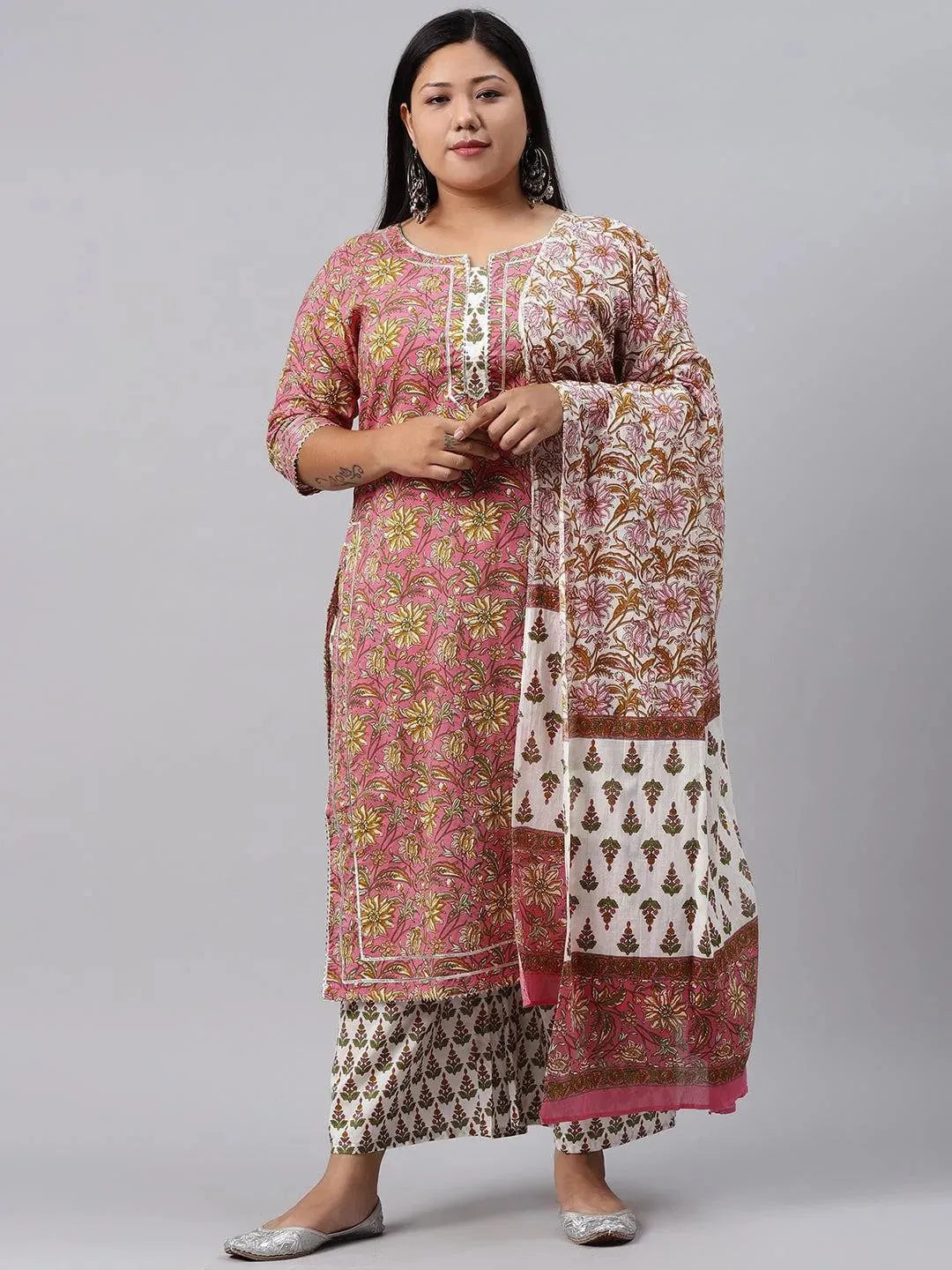 

Buy Plus Size Pink Printed Cotton Suit Set - 15075- | Libas Ethnic Wear Online