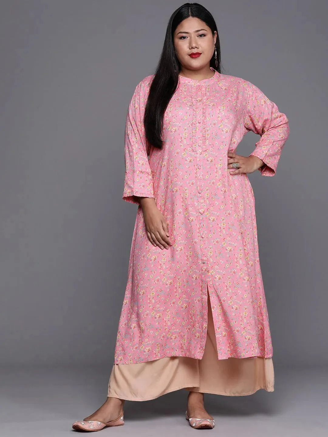 

Buy Plus Size Pink Printed Rayon Kurta - 25024O- | Libas Ethnic Wear Online