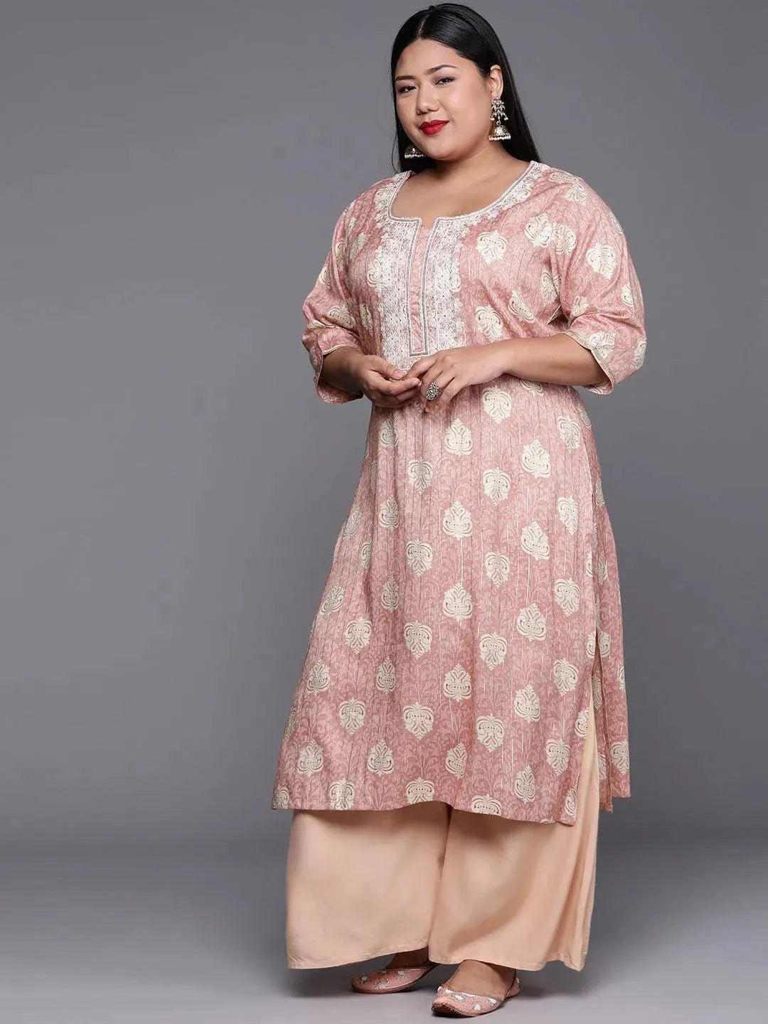 

Buy Plus Size Pink Printed Rayon Kurta - 25082O-3XL | Libas Ethnic Wear Online