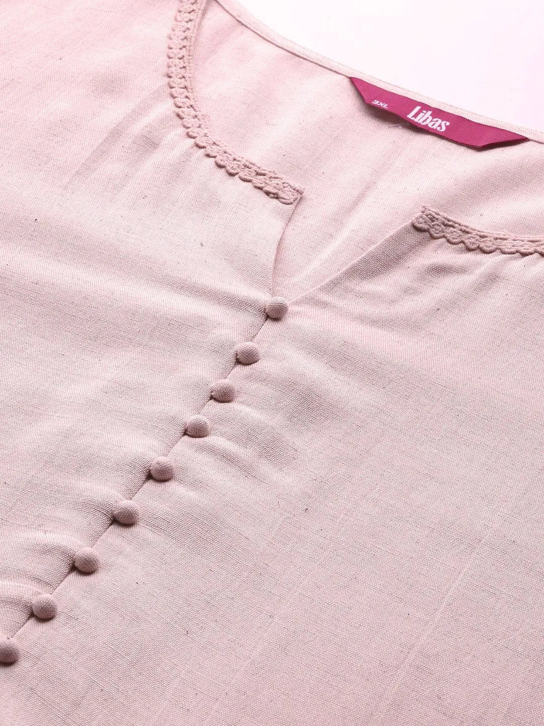 Plus Size Pink Solid Rayon Kurta - Libas