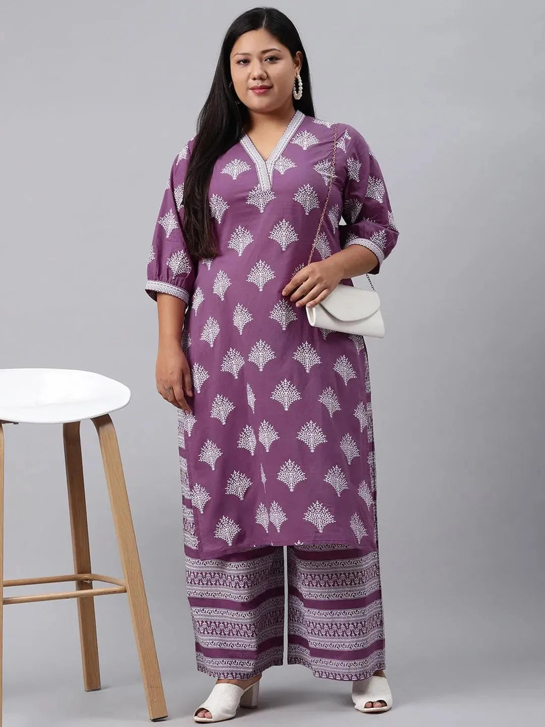 

Buy Plus Size Purple Printed Cotton Kurta - 11087-6XL | Libas Ethnic Wear Online