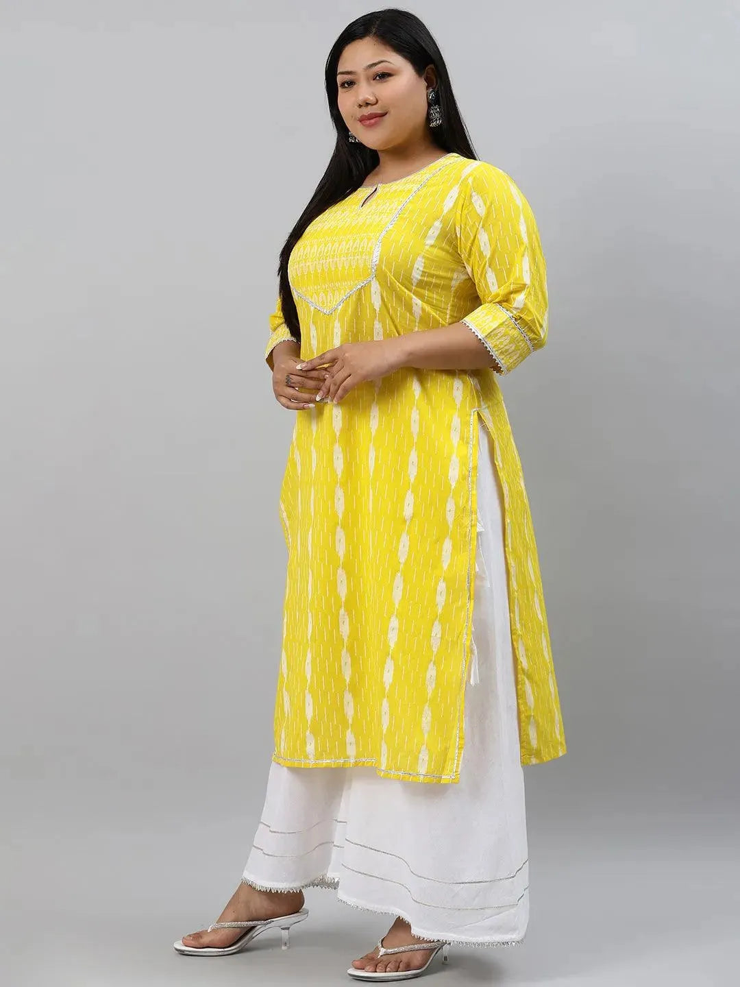 

Buy Plus Size Yellow Abstract Cotton Kurta - 11041-3XL | Libas Ethnic Wear Online