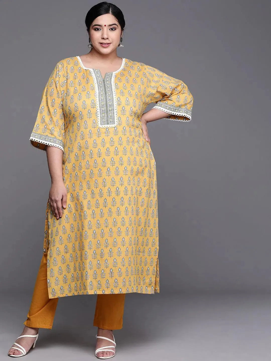 

Buy Plus Size Yellow Printed Cotton Kurta - 25044O-3XL | Libas Ethnic Wear Online