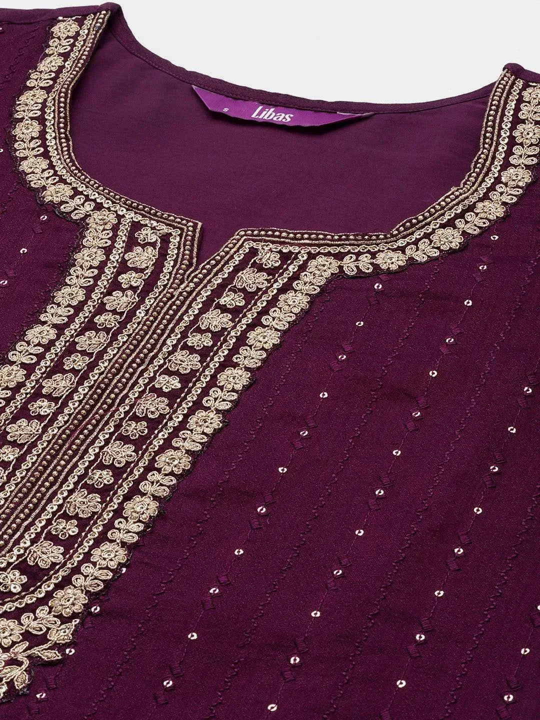 

Purple Embroidered Silk Blend Pakistani Suit