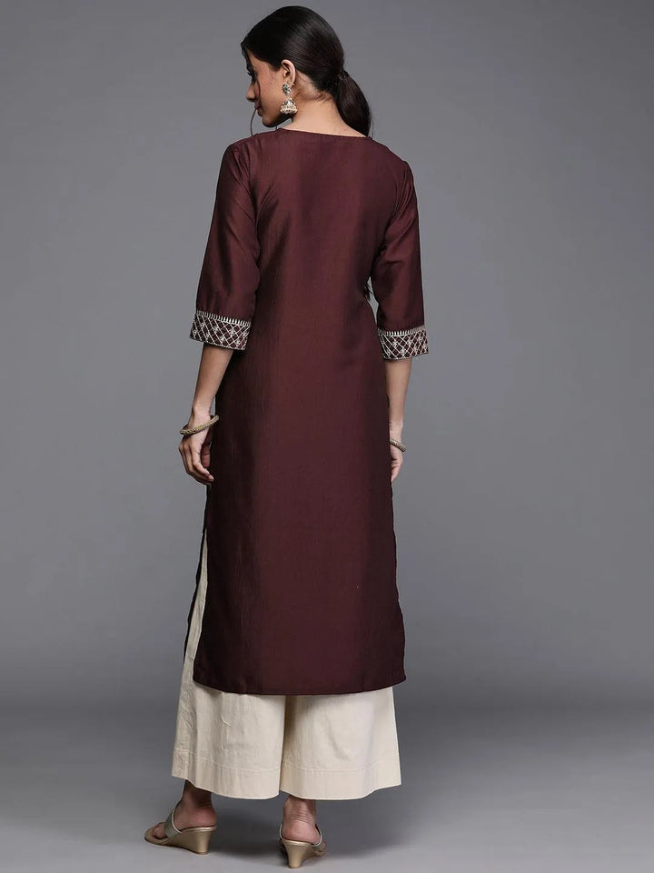 Purple Printed Chanderi Silk Kurta - Libas