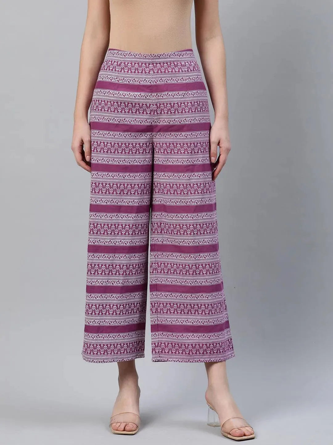 

Buy Purple Printed Cotton Palazzos - PL877O-XL | Libas Ethnic Wear Online