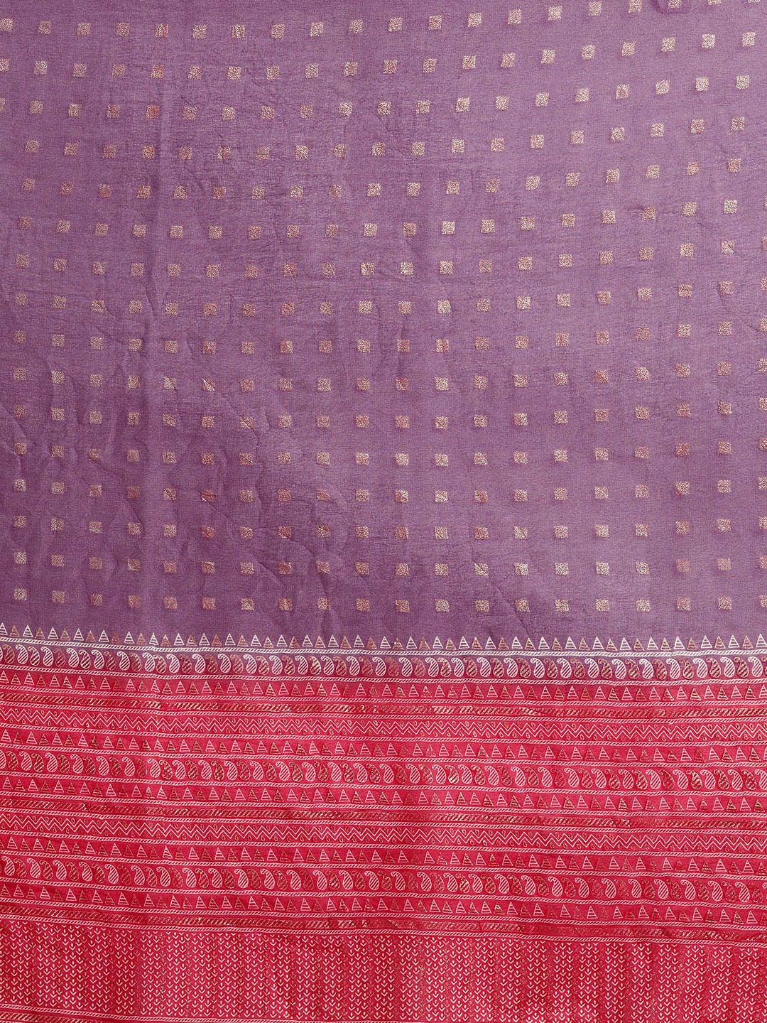 Purple Printed Georgette Saree - Libas