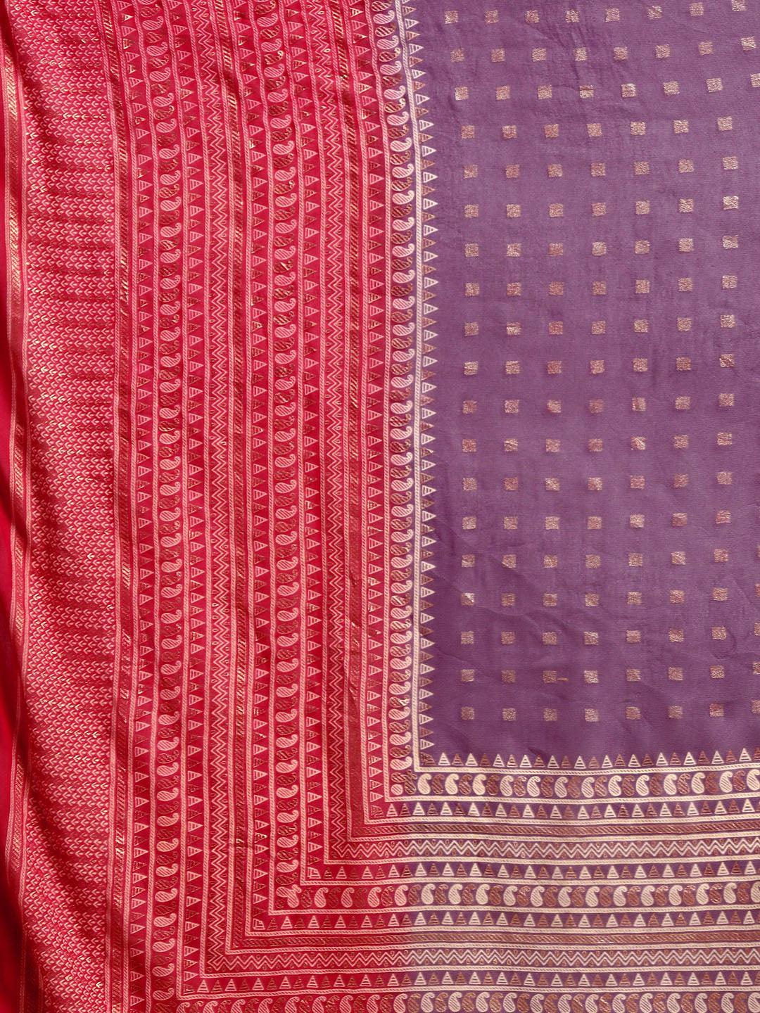 Purple Printed Georgette Saree - Libas