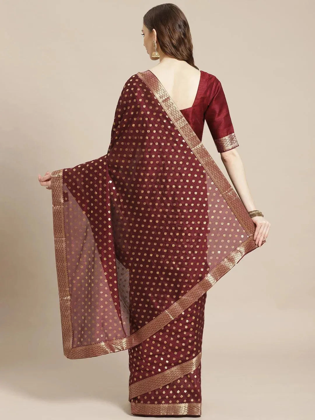 

Purple Printed Polyester Saree