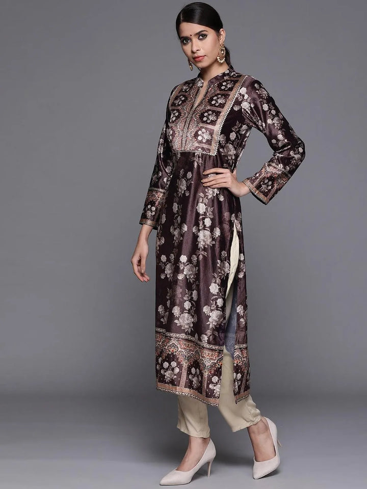 Purple Printed Velvet Suit Set - Libas