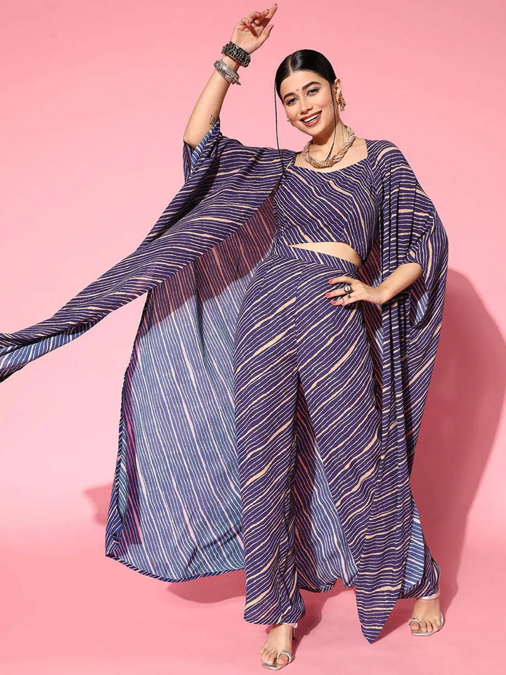 Purple Striped Georgette Co-Ords - Libas