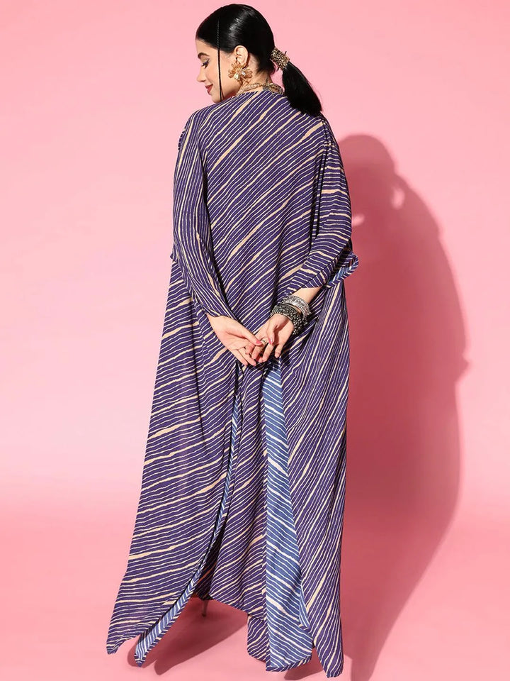 Purple Striped Georgette Co-Ords - Libas