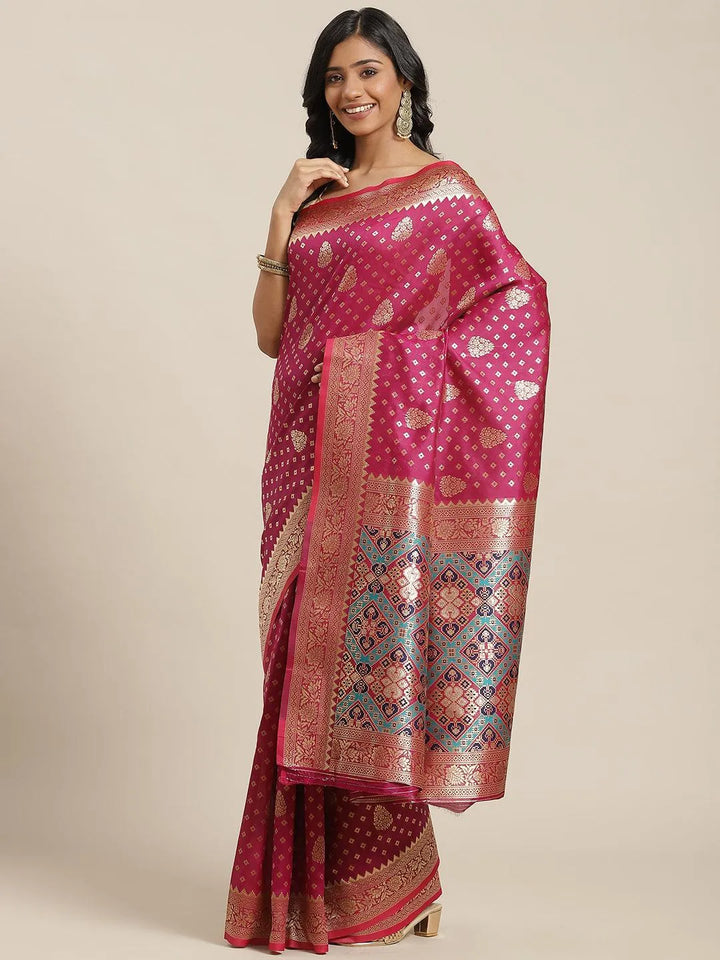 Purple Woven Design Brocade Saree - Libas