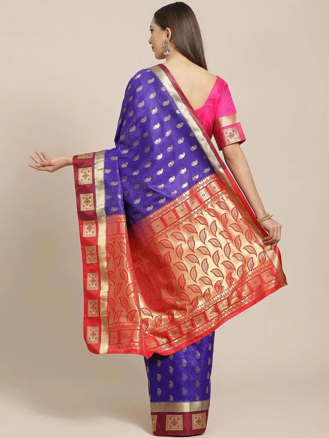 

Buy Purple Woven Design Brocade Saree - 14201 | Libas Ethnic Wear Online