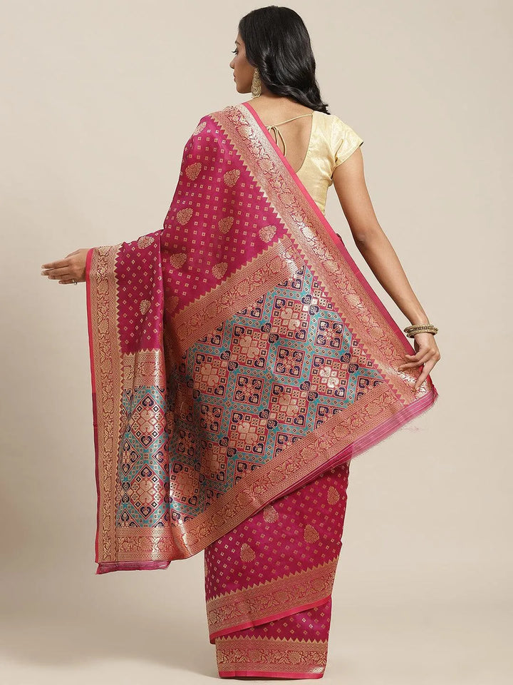 Purple Woven Design Brocade Saree - Libas