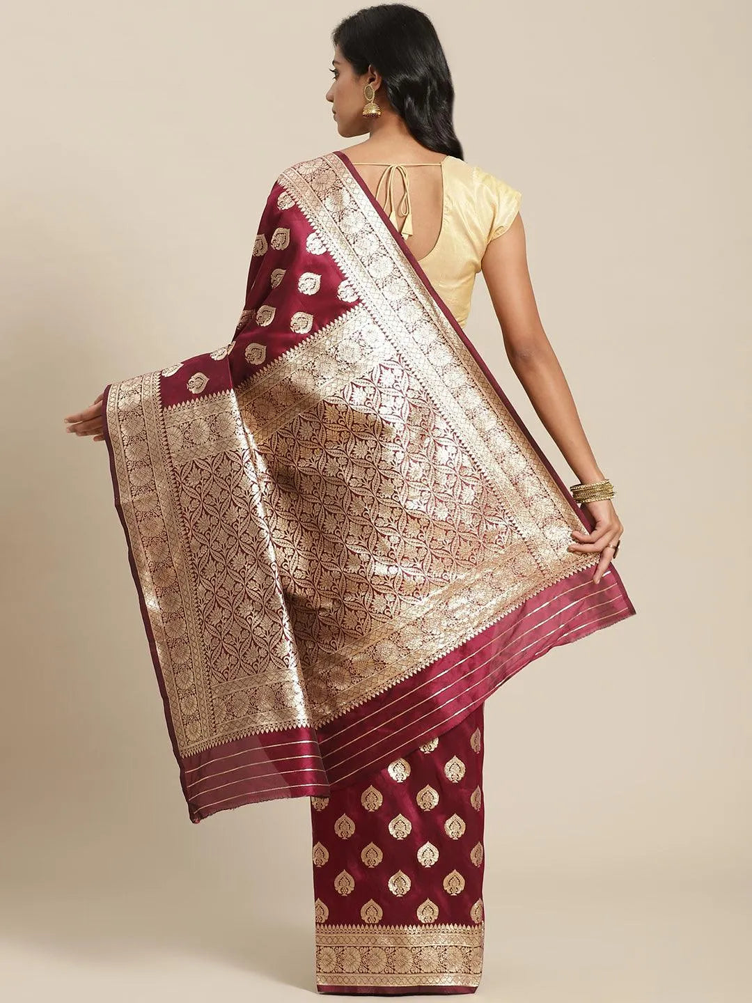 Purple Woven Design Brocade Saree - Libas