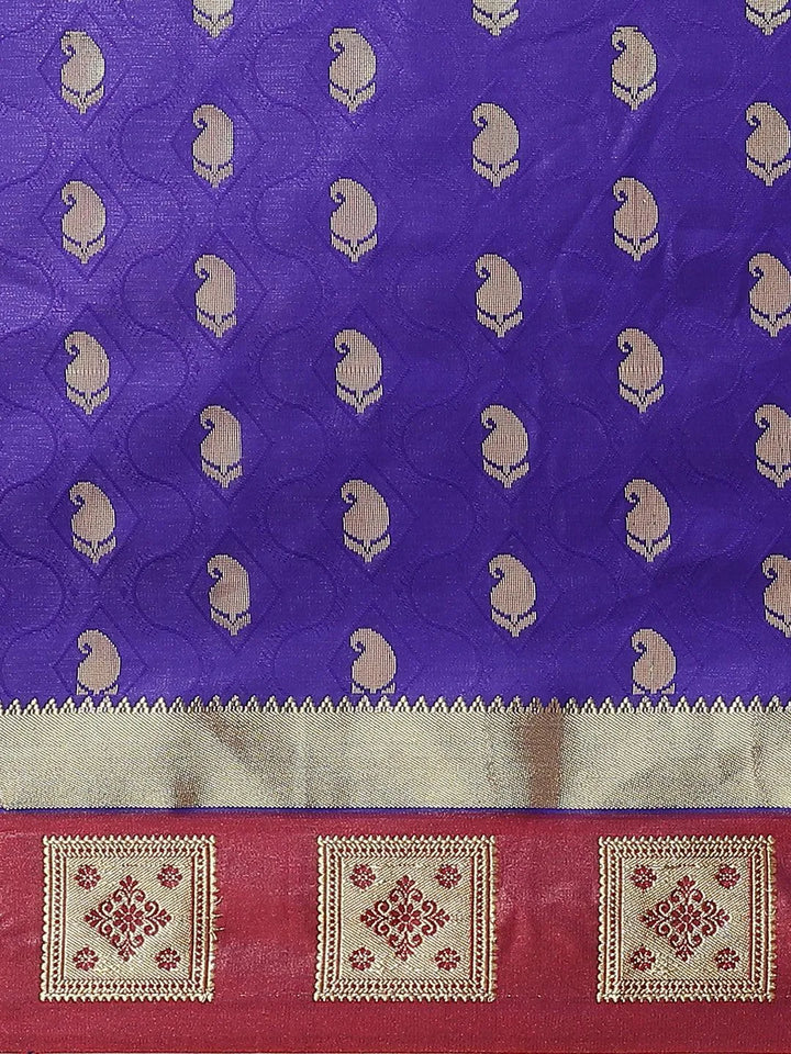 Purple Woven Design Brocade Saree - Libas