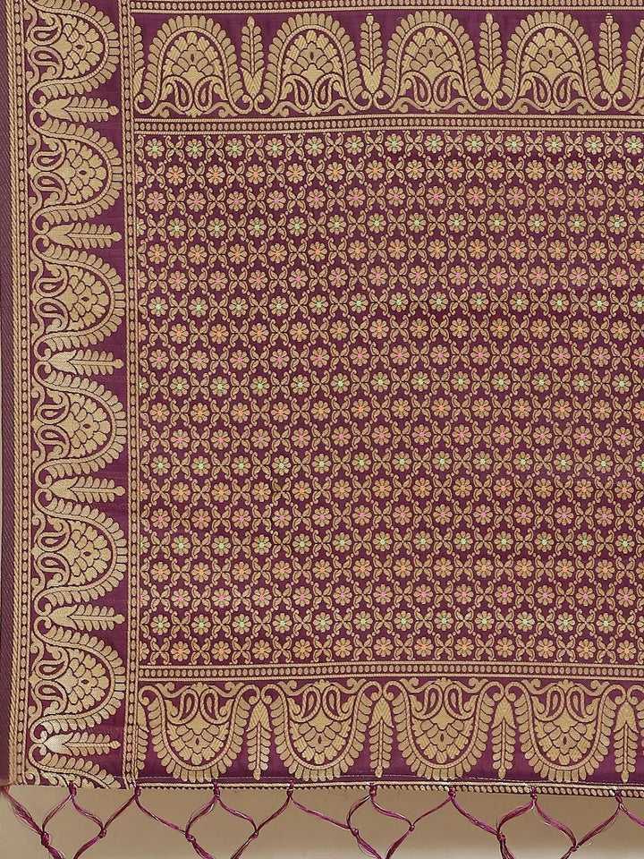 Purple Woven Design Brocade Saree - Libas