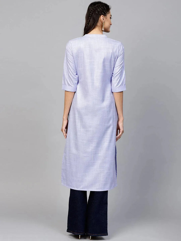 Purple Woven Design Cotton Kurta - Libas